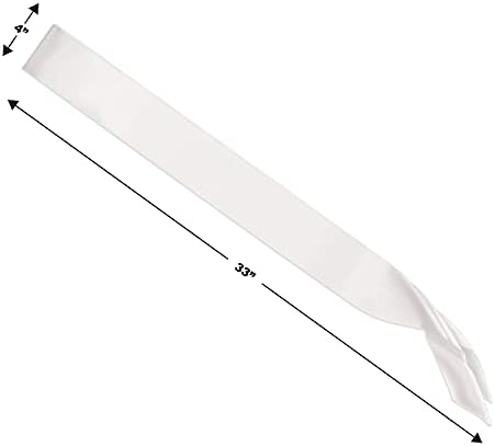 Beistle White Satin Sash 33x4 Customizable Fabric Wearable