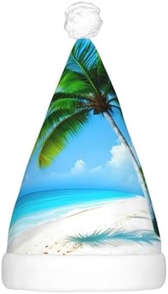 Palm Trees And Blue Sea Print Christmas Hat with LED Lights