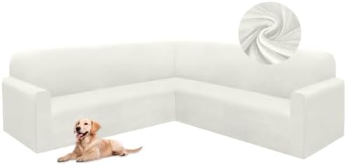 Velvet Stretch L Shape Sofa Cover Set for Living Room
