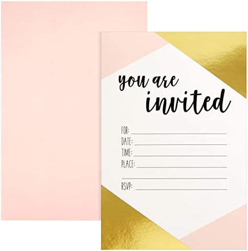 Best Paper Greetings 36-Pack Pink Gold Invitations