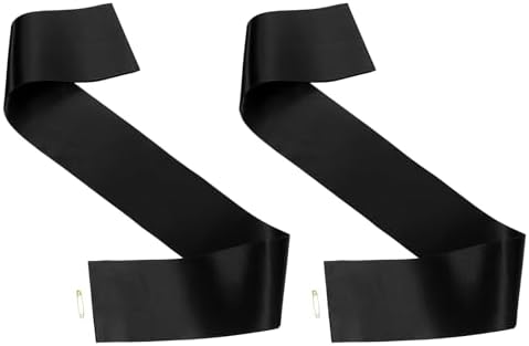 Uxcell Blank Satin Sash 2PCS Black DIY Accessory