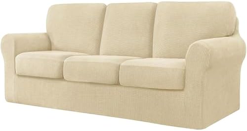 LINGERIN 7 Piece Stretch Sofa Covers Ivory
