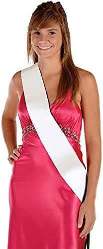 Beistle White Satin Sash 33x4 Customizable Fabric Wearable