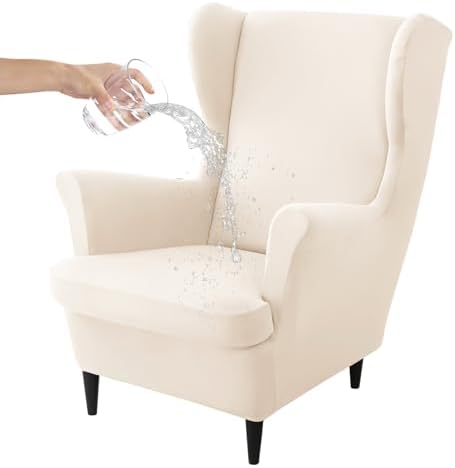 HAOYONG 2 Piece Wingback Chair Covers Waterproof Spandex