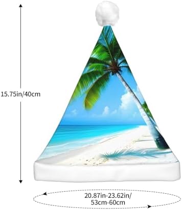 Palm Trees And Blue Sea Print Christmas Hat with LED Lights