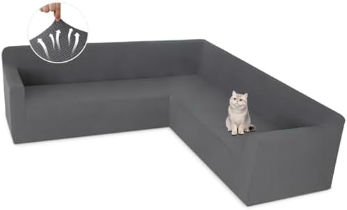 ALIECOM Stretch L Shape Sofa Slipcover with Elastic Bottom