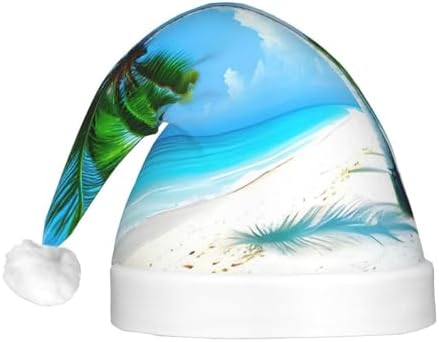 Palm Trees And Blue Sea Print Christmas Hat with LED Lights
