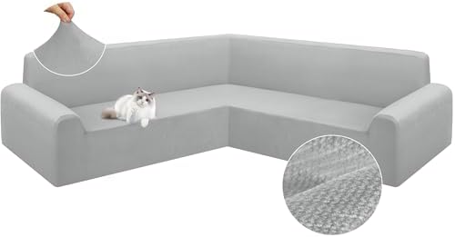 Arfntevss Velvet L-Shape Sofa Cover Set for Sectional Couches