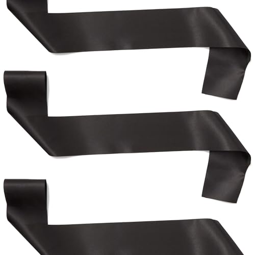 BLUE PANDA Blank Satin Sash 8 Pack Black