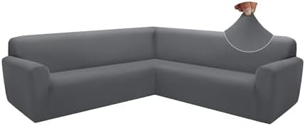 ALIECOM Cool Gray Sectional Sofa Slipcover L Shape Universal