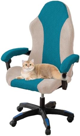 Blue Gaming Chair Cover With Armrest - Stretchable X-Large Slipcover