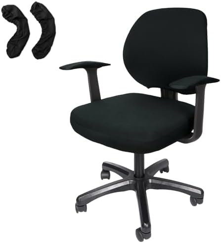 WOMACO Office Chair Cover with Armrests Black