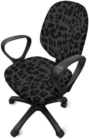 ELEDIZI Black Leopard Computer Chair Cover Decorative Slipcover