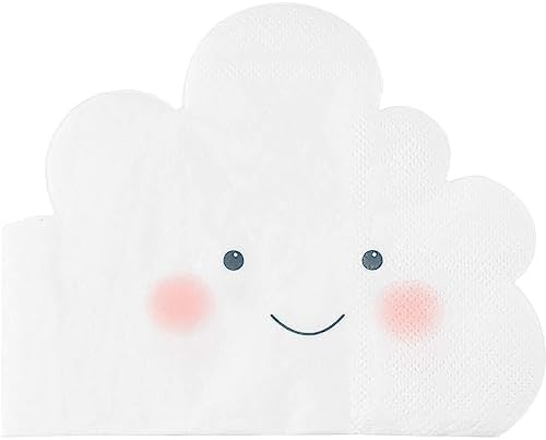 White Cloud Shape Paper Napkins for Baby Shower 50 Pack
