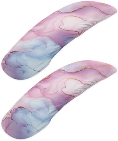 Marble Print Armrest Slipcovers for Office Chairs 2 Pcs Removable