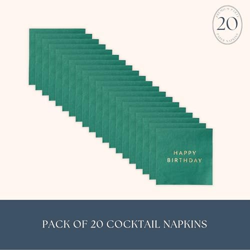 Green Happy Birthday Party Paper Napkins 5 Folded Pack of 20