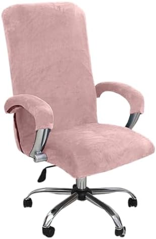 Velvet Chair Cover with Armrests for Office and Gaming Chairs Pink Medium