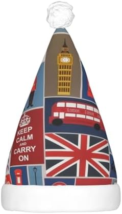England Symbols Print Christmas Hat with LED Lights