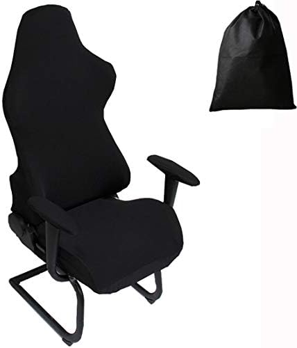 Office Computer Game Chair Cover with Zipper - Black
