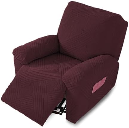 Northern Brothers Recliner Cover Stretchy Washable Dog and Kid Friendly Wine Red