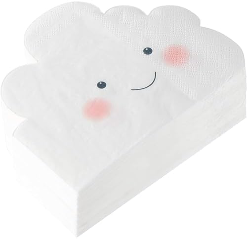 White Cloud Shape Paper Napkins for Baby Shower 50 Pack
