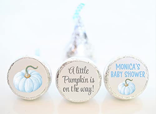 Personalized A Little Pumpkin is on the Way Baby Shower Hershey Kiss Stickers
