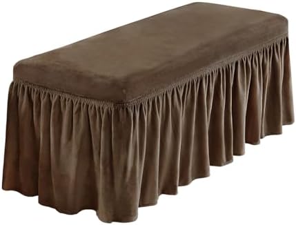 NICEEC Spandex Stretch Dining Bench Cover with Removable Skirt