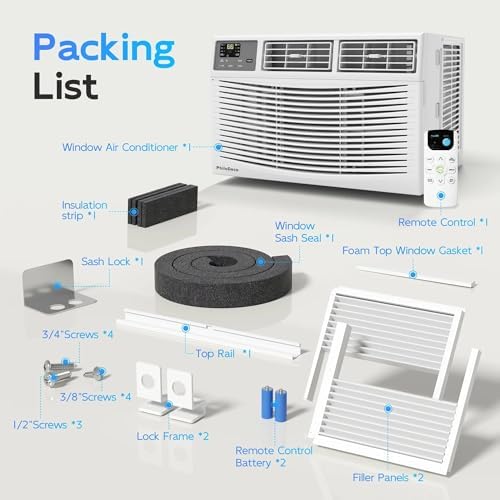 PhiloDeco 12000 BTU Window AC Unit for 550 Sq Ft Room