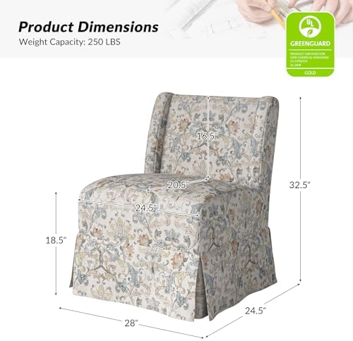 HULALA Home Armless Accent Chair with Removable Floral Slipcover