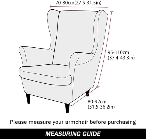 PENDEJATO Wing Chair Slipcovers 2 Piece Velvet Light Beige