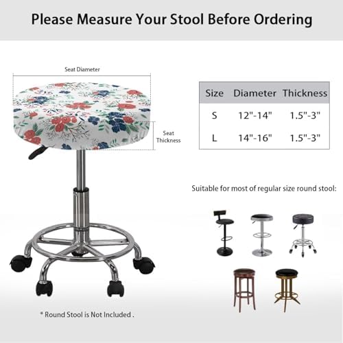 Bar Stool Cover Red Blue Floral Print 2 Piece Set