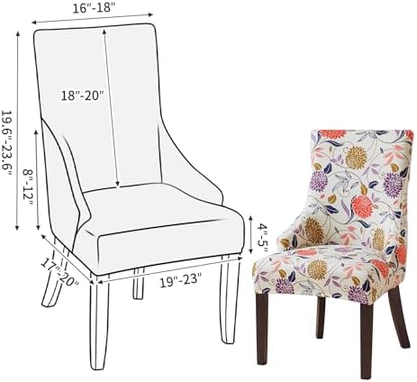 FORCHEER Wingback Chair Covers Set of 2 Floral Stretch Slipcover with Arms