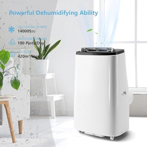 14000 BTUs Portable AC 3-in-1 with Fan and Dehumidifier