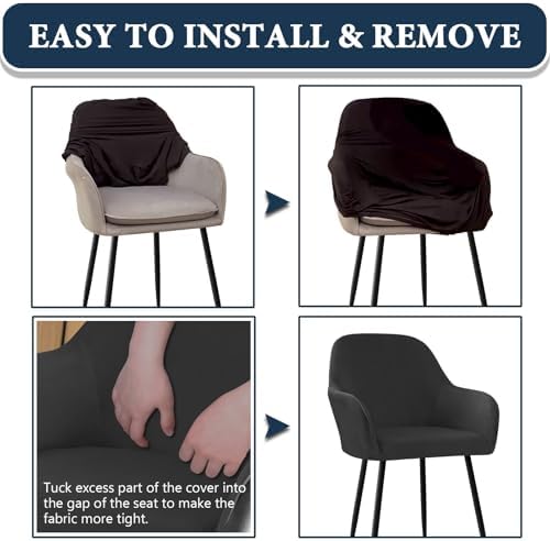Velvet Curved Back Dining Chair Cover with Arms
