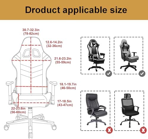Blue Gaming Chair Cover With Armrest - Stretchable X-Large Slipcover
