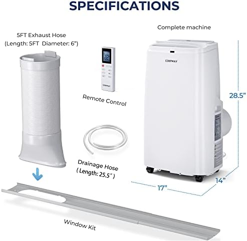 Costway 9000 BTU Portable Air Conditioner with Fan Dehumidifier