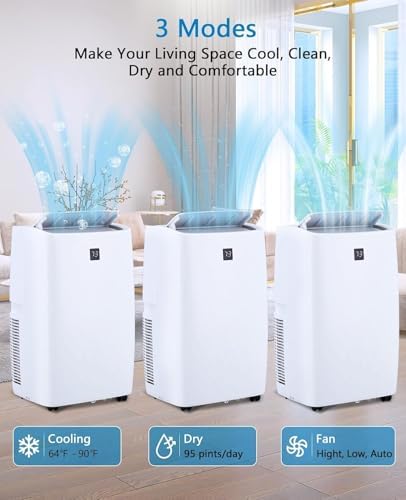 14000 BTU Portable AC with 3-Speed Fan and 24 Hour Timer
