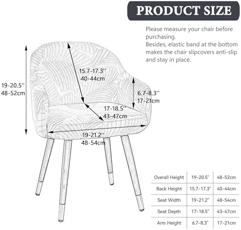 Curved Back Dining Chair Covers with Armrests 2PCS Orange