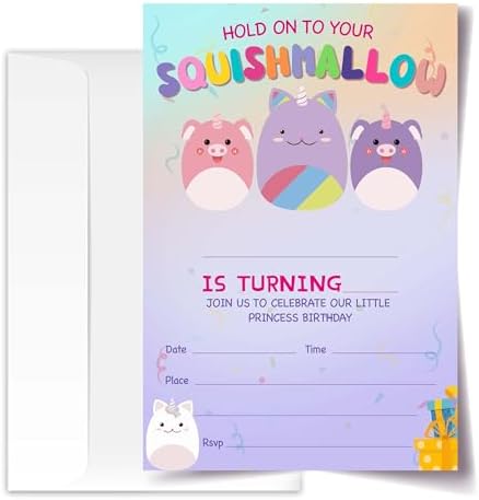 Squish Birthday Invitations with Envelopes Pack of 20