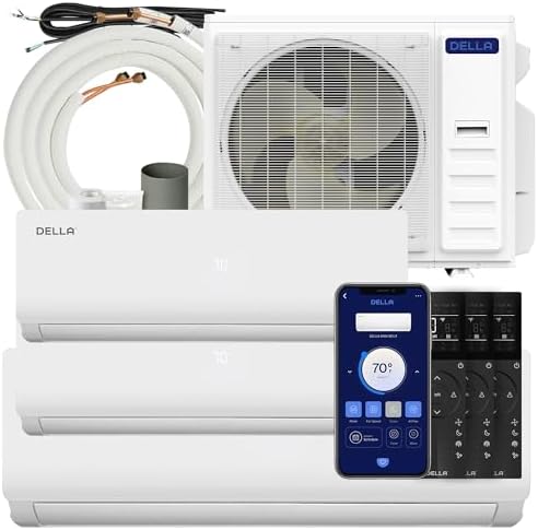 Della 3 Zone Mini Split AC System 35K BTU 19 SEER2 208-230V