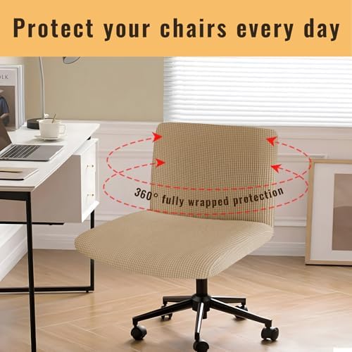 Oloepfo Armless Chair Cover - Stretch Jacquard Criss Cross Wide Seat Breathable 360 Protection