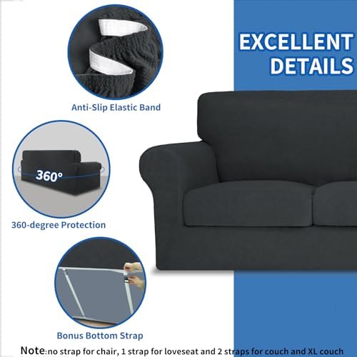 MAXIJIN 2 Piece Chair Covers with Arms for Living Room and Armchair
