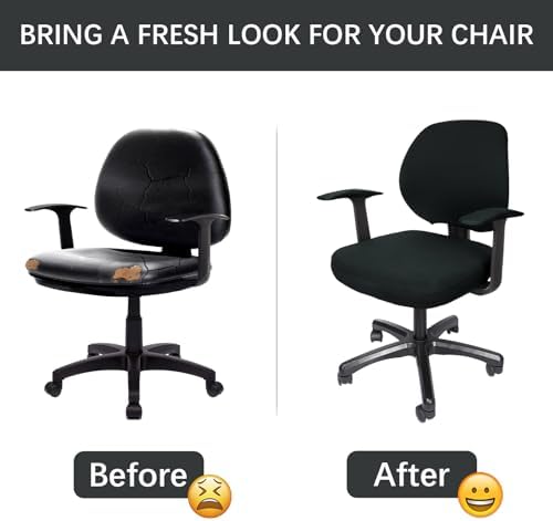 WOMACO Office Chair Cover with Armrests Black