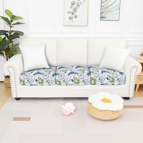 Smiry Printed Couch Cushion Covers 3 Pack Light Green