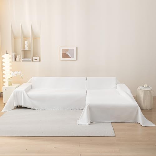 MEETSKY 3 Cushion Sofa Covers 91x134 White Chenille Blend