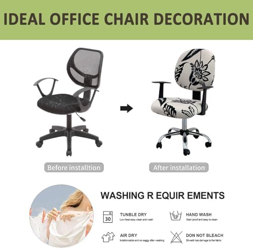 Lukery Stretchable Chair Covers 2 Piece Universal Removable Office Chair Slipcover