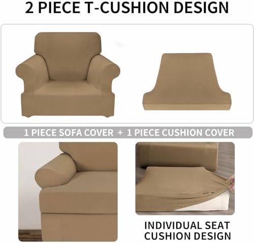 Deeky 2 Piece Stretch Sofa Covers with T Cushion Seat Cover
