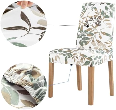 No 918 Hillcrest Botanical Print Stretch Fit Dining Chair Cover Pair Sage Green
