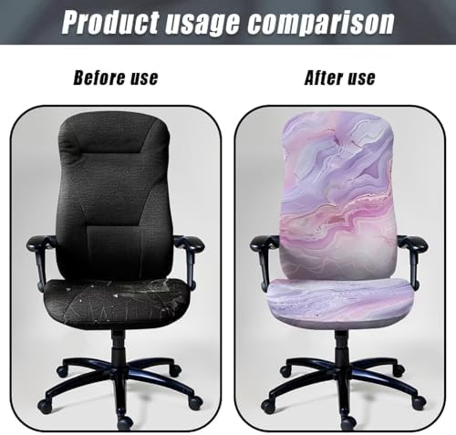 Violet Pink Stretch Marble Print Chair Covers for Office Chairs