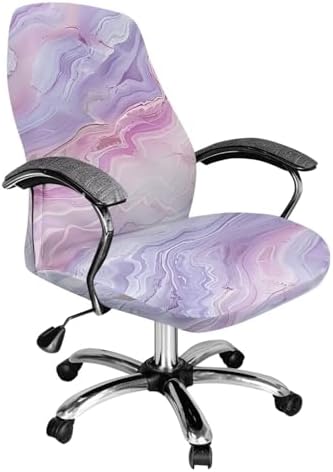 Violet Pink Stretch Marble Print Chair Covers for Office Chairs